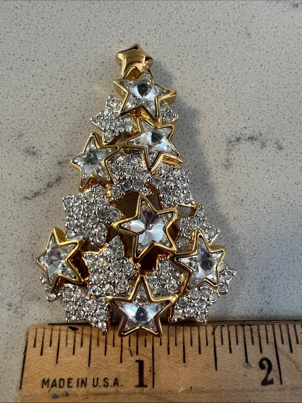 Christmas tree pin Swarovski crystals - Picture 3 of 4
